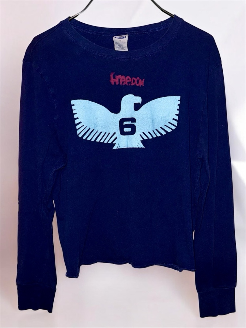 Vintage 2001 Old Navy Freedom 6 Eagle Graphic Long Sleeve Shirt XL Navy Y2K